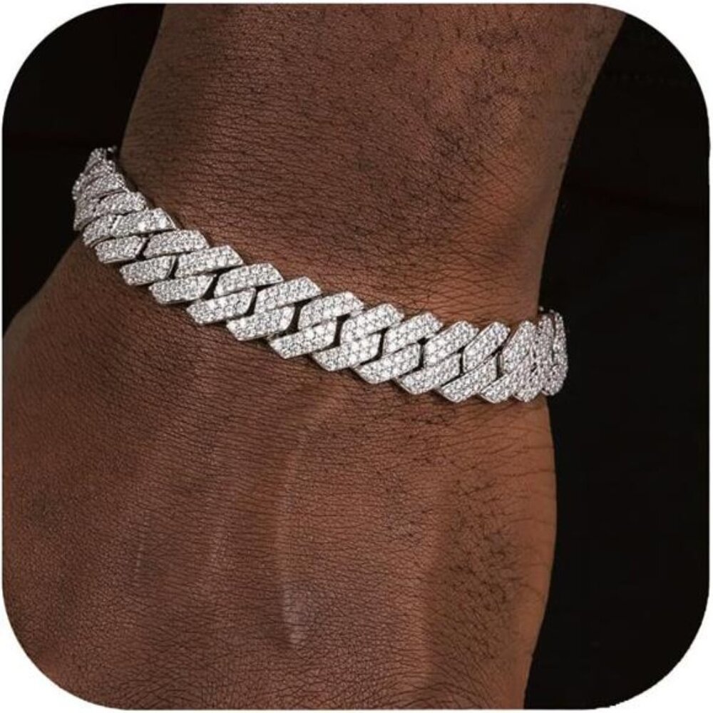 NEW Mens Fully Iced Out Cuban Link Bracelet